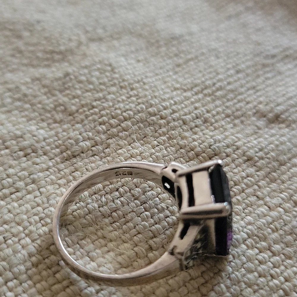 Amethyst Marcasite Sterling Ring - Picture 7 of 13
